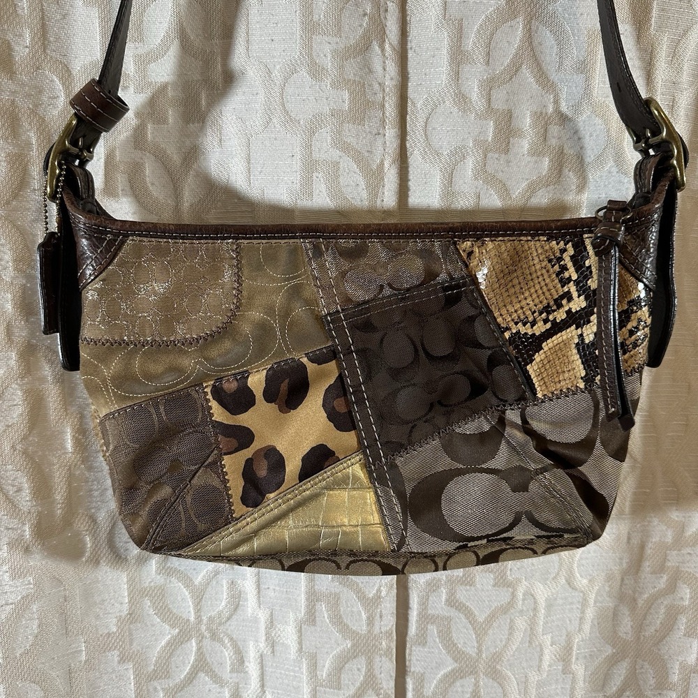COACH Zoe Tonal Browns Patchwork Handbag # 12898 Made In 2008
